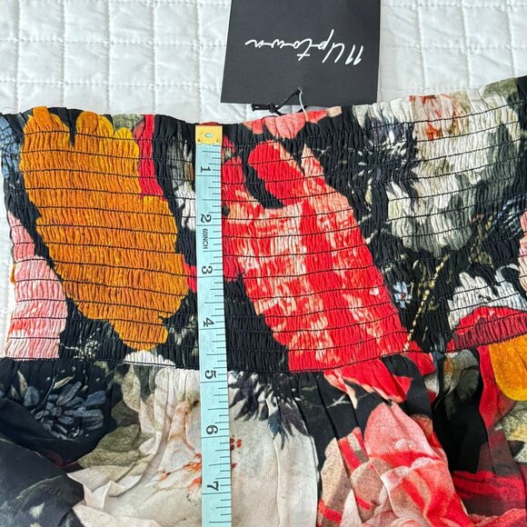 11 Uptown Floral Smocked Waist Skirt Cupra Blend Made In India - Picture 6 of 9